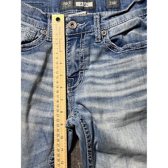 BKE Alec Mens Light Wash Denim Jeans Straight Leg 28R Whiskered Western Rodeo - Picture 7 of 11
